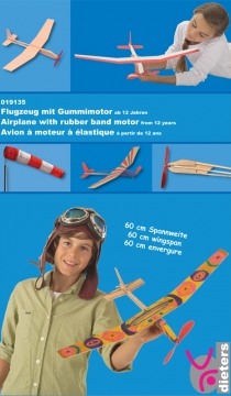 Flugzeug mit Gummimotor, Bausatz f. Kinder